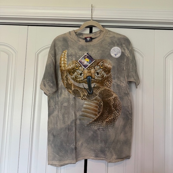 New Vintage Rattlesnake Snake AOP Graphic T-Shirt 2000s Y2K NOS All Over Print - Picture 4 of 7